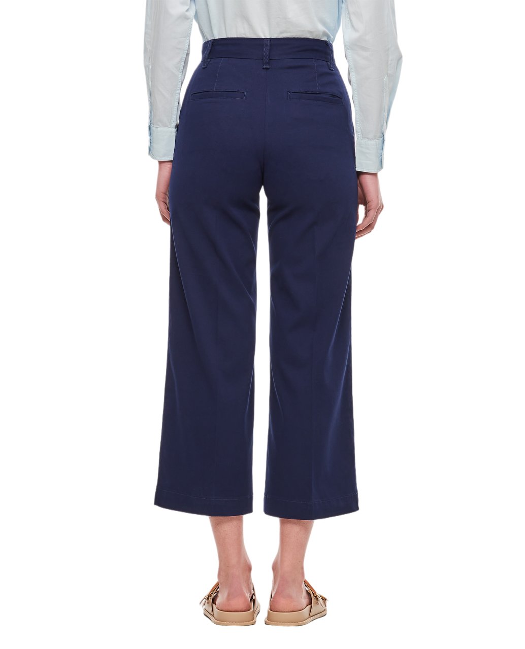 Ralph Lauren High-Waisted Cropped Chino Pants with Wide Leg Silhouette Blauw