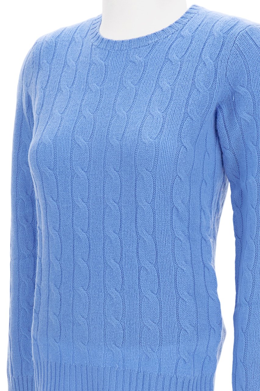 Ralph Lauren Classic Cable Knit Crewneck Sweater In Luxurious Wool Blauw