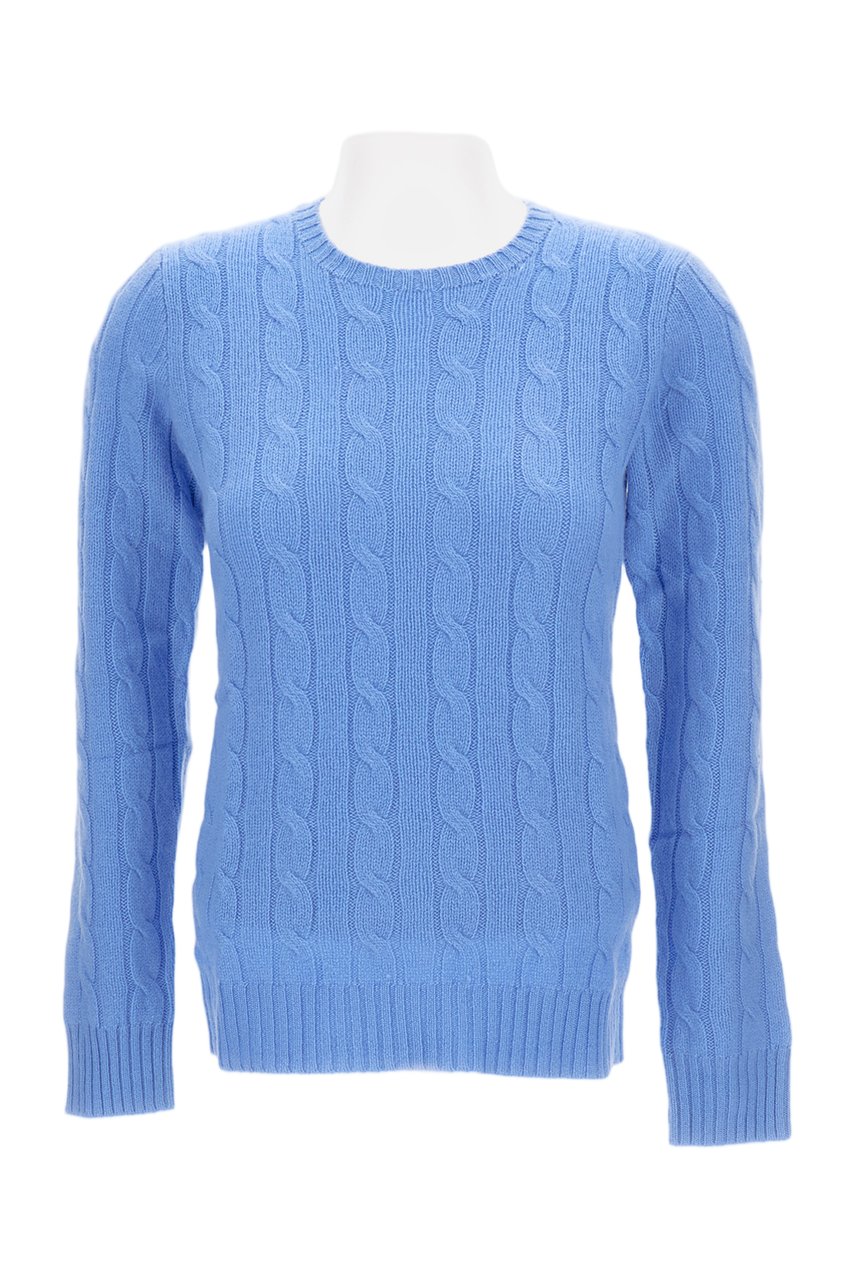 Ralph Lauren Classic Cable Knit Crewneck Sweater In Luxurious Wool Blauw