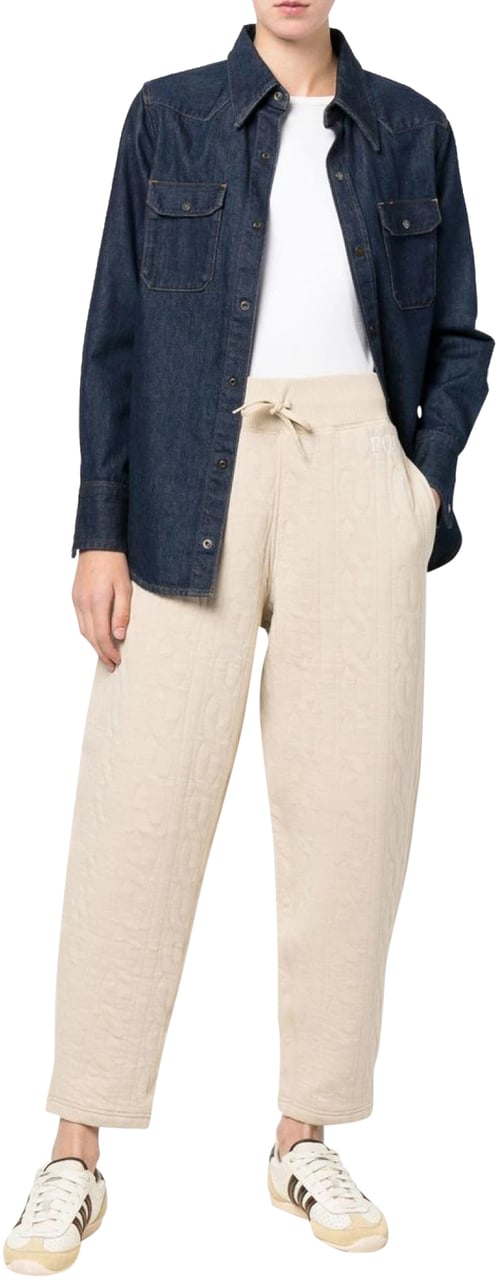 Ralph Lauren Cable Quilted Logo Trousers Beige