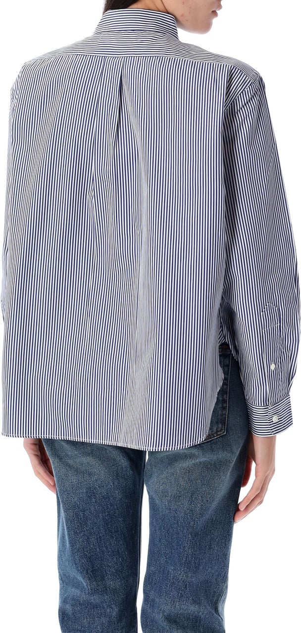 Ralph Lauren Cropped Striped Shirt White Fall Royal Stripe Wit