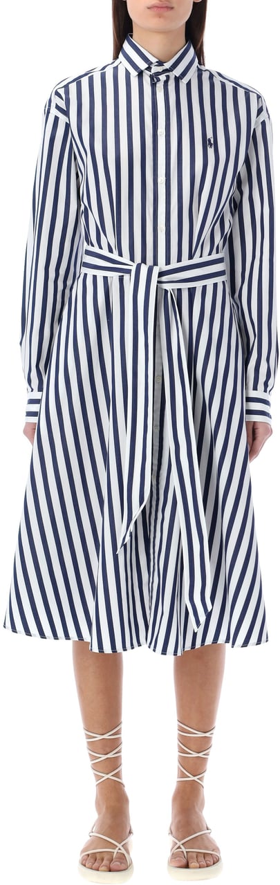 Ralph Lauren Polo Ralph Lauren striped cotton belted shirtdress Blauw