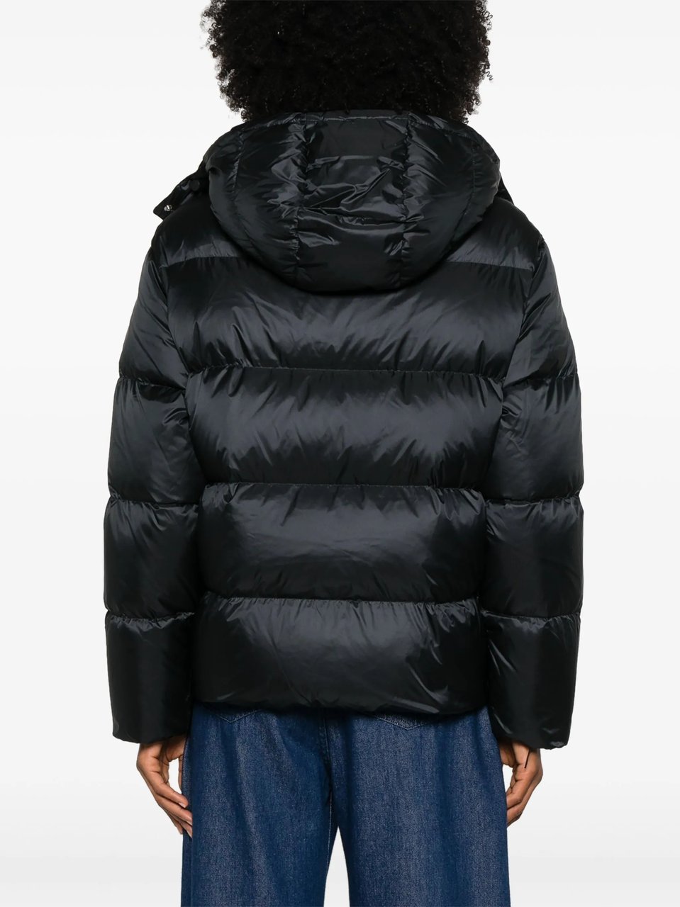 Ralph Lauren Cropped Insulated Coat with Quilted Design and Detachable Hood Zwart