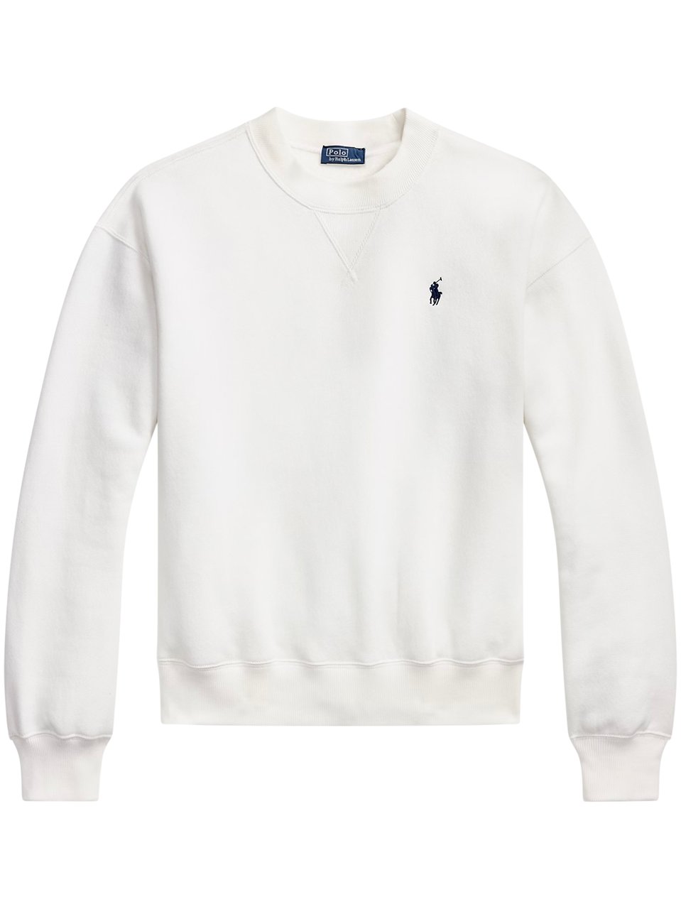 Ralph Lauren Crewneck Pullover with Ribbed Cuffs and Minimalist Logo Wit