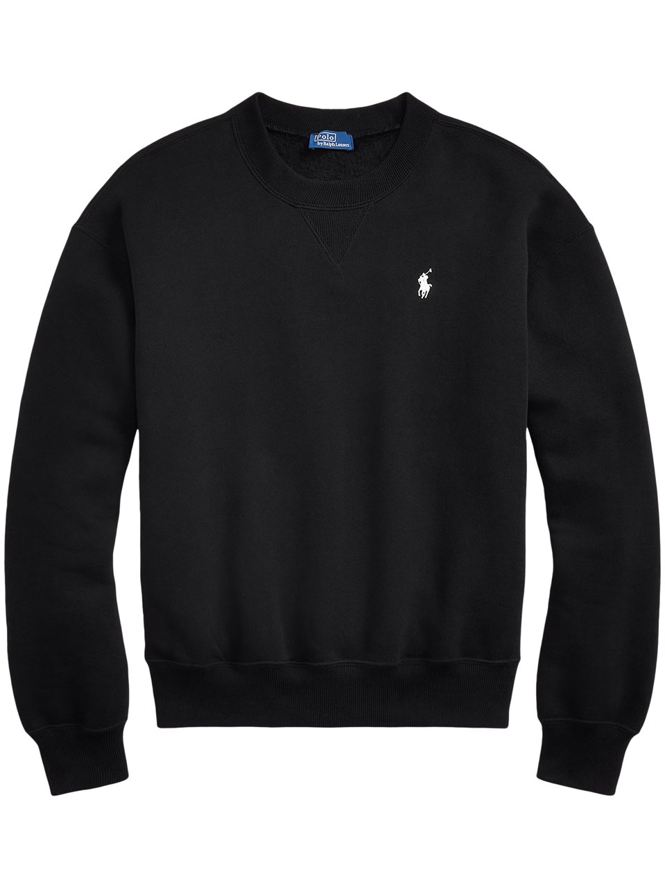 Ralph Lauren Relaxed Fit Black Crewneck Sweater with Subtle Logo Zwart