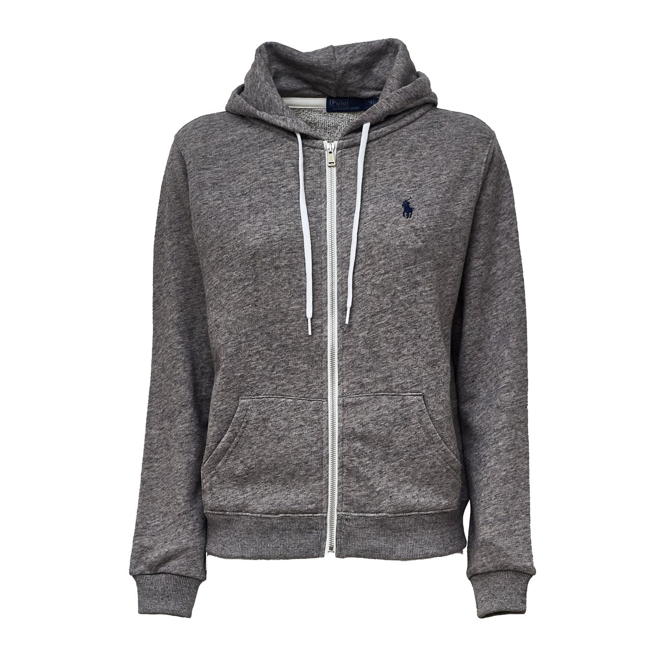 Ralph Lauren Full-Zip Cotton Fleece Hoodie with Embroidered Pony Detail Grijs