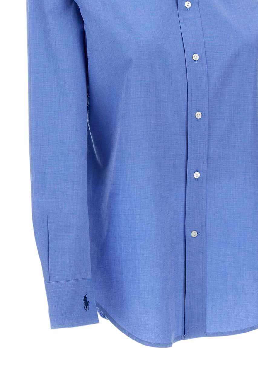 Ralph Lauren Classic Cut Cotton Shirt with Exposed Button Closure Blauw