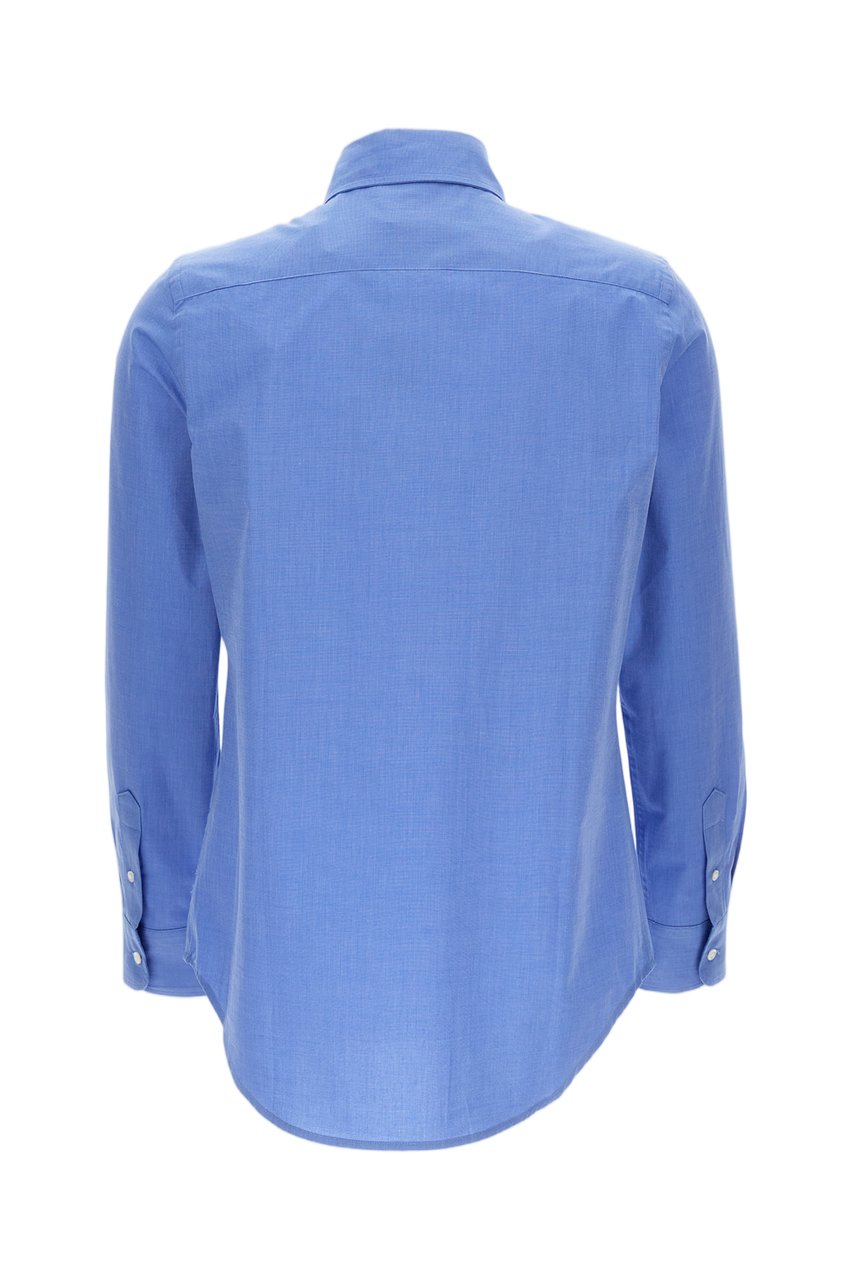Ralph Lauren Classic Cut Cotton Shirt with Exposed Button Closure Blauw