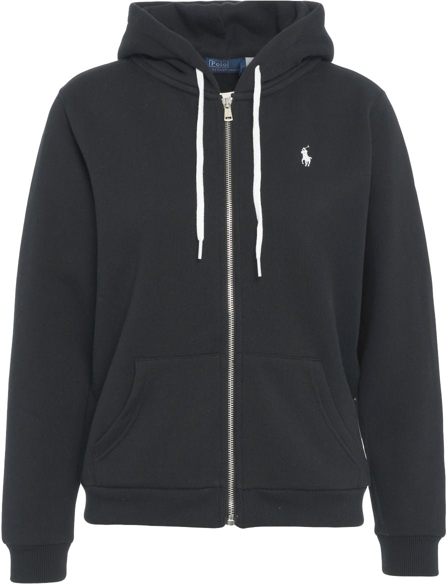 Ralph Lauren Zip hoodie with logo embroidery Zwart