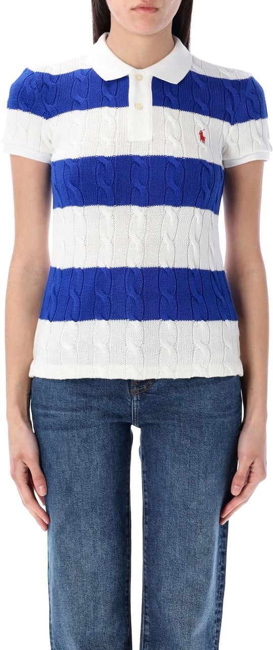 Ralph Lauren Polo Knit Cable Stripes White Cruise Royal Wit