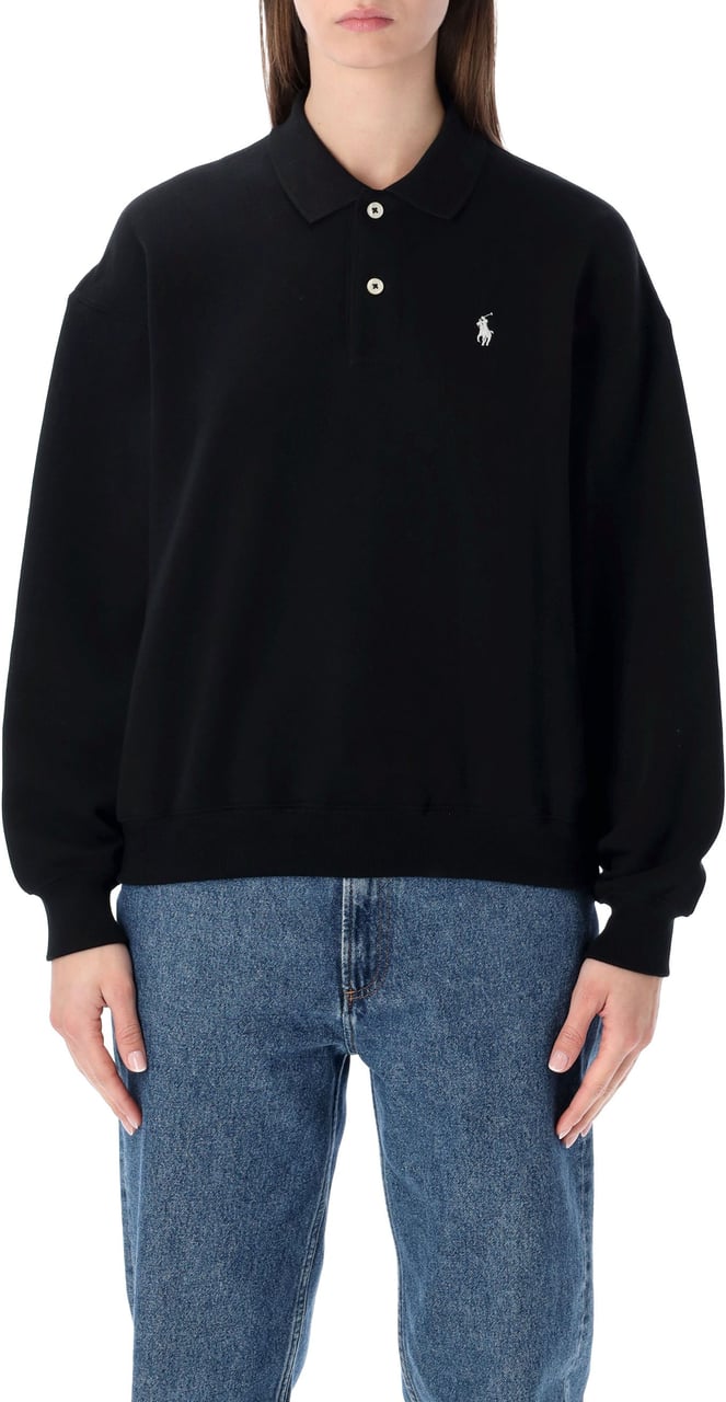 Ralph Lauren Polo Ralph Lauren brown cotton polo-collar sweatshirt Zwart