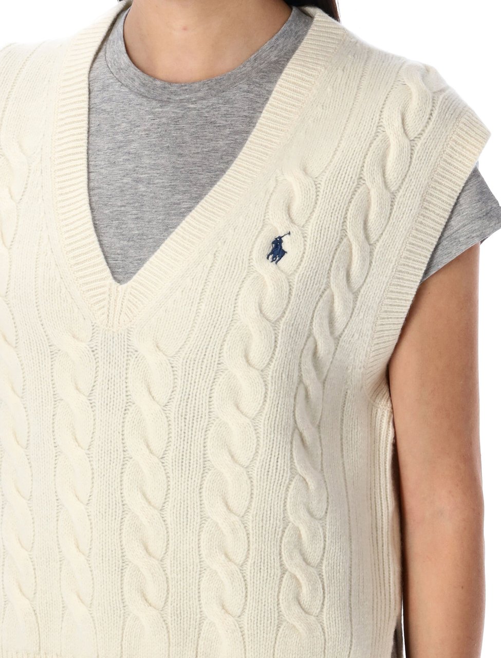 Ralph Lauren Cable Knit Vest White - Authentic Cream Wit