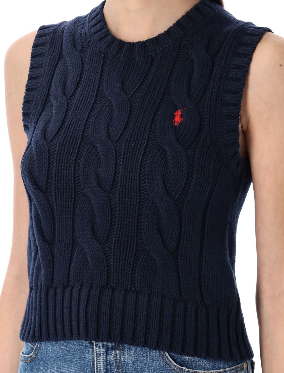 Ralph Lauren Vest Knit Cable Hunter Navy Blauw