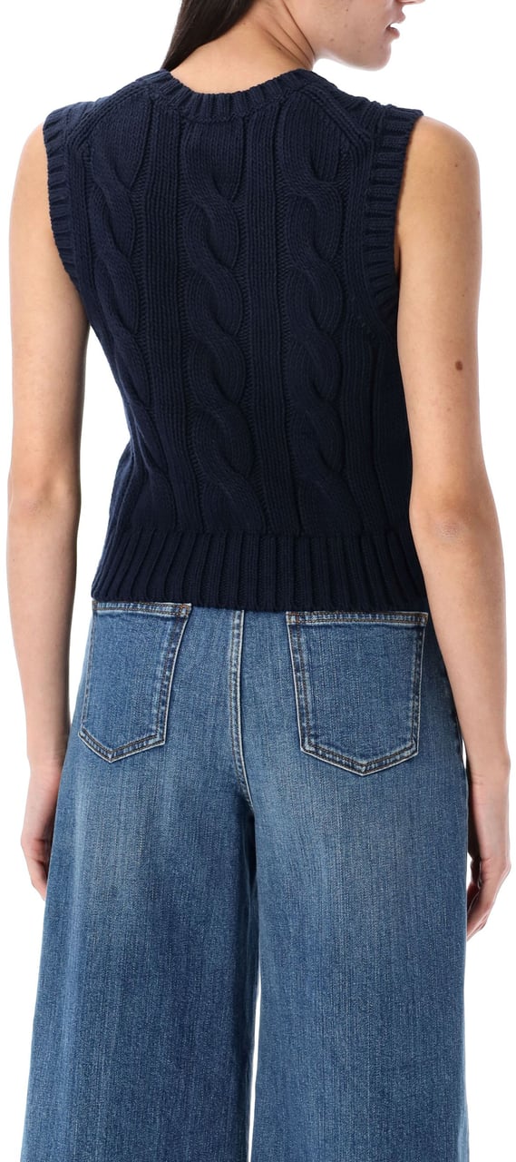 Ralph Lauren Vest Knit Cable Hunter Navy Blauw