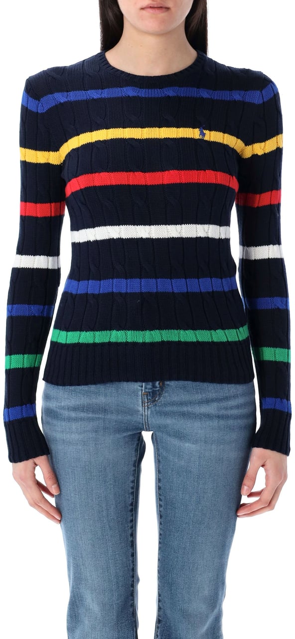 Ralph Lauren Julie Striped Cable Knit Navy Multi Blauw