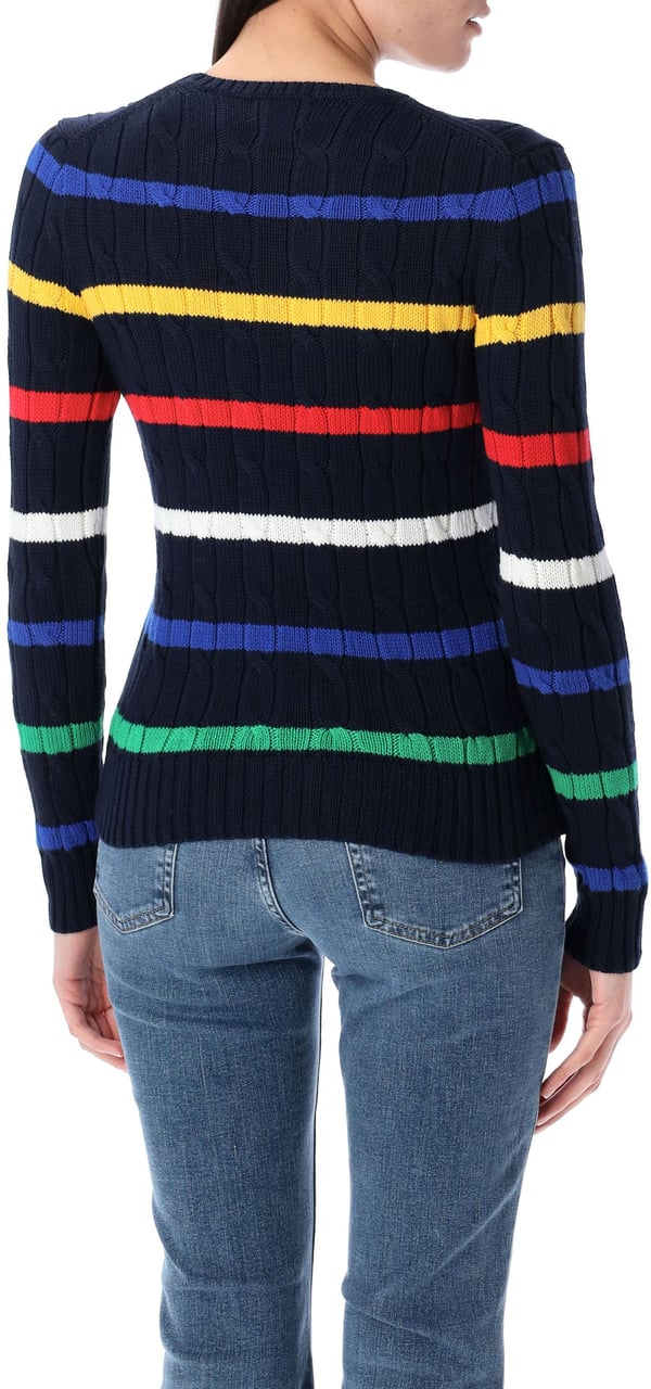 Ralph Lauren Julie Striped Cable Knit Navy Multi Blauw