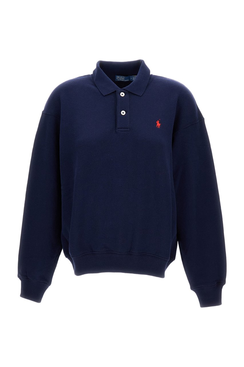 Ralph Lauren Blue Embroidered Polo Neck Sweater Blauw
