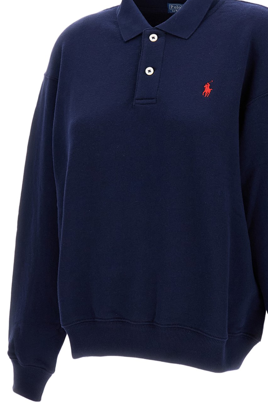 Ralph Lauren Blue Embroidered Polo Neck Sweater Blauw