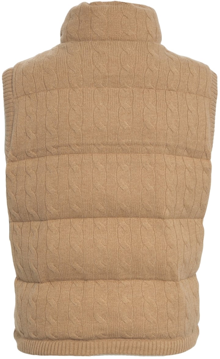 Ralph Lauren Quilted vest with cable knit pattern Beige
