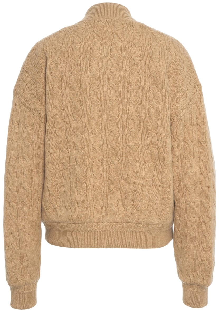 Ralph Lauren Bomber in maglia a treccie Beige