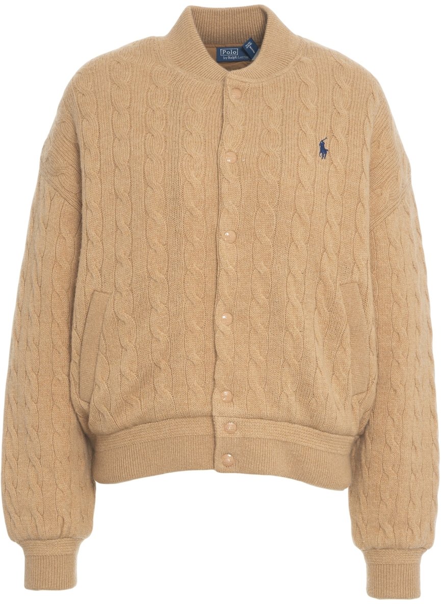 Ralph Lauren Bomber in maglia a treccie Beige