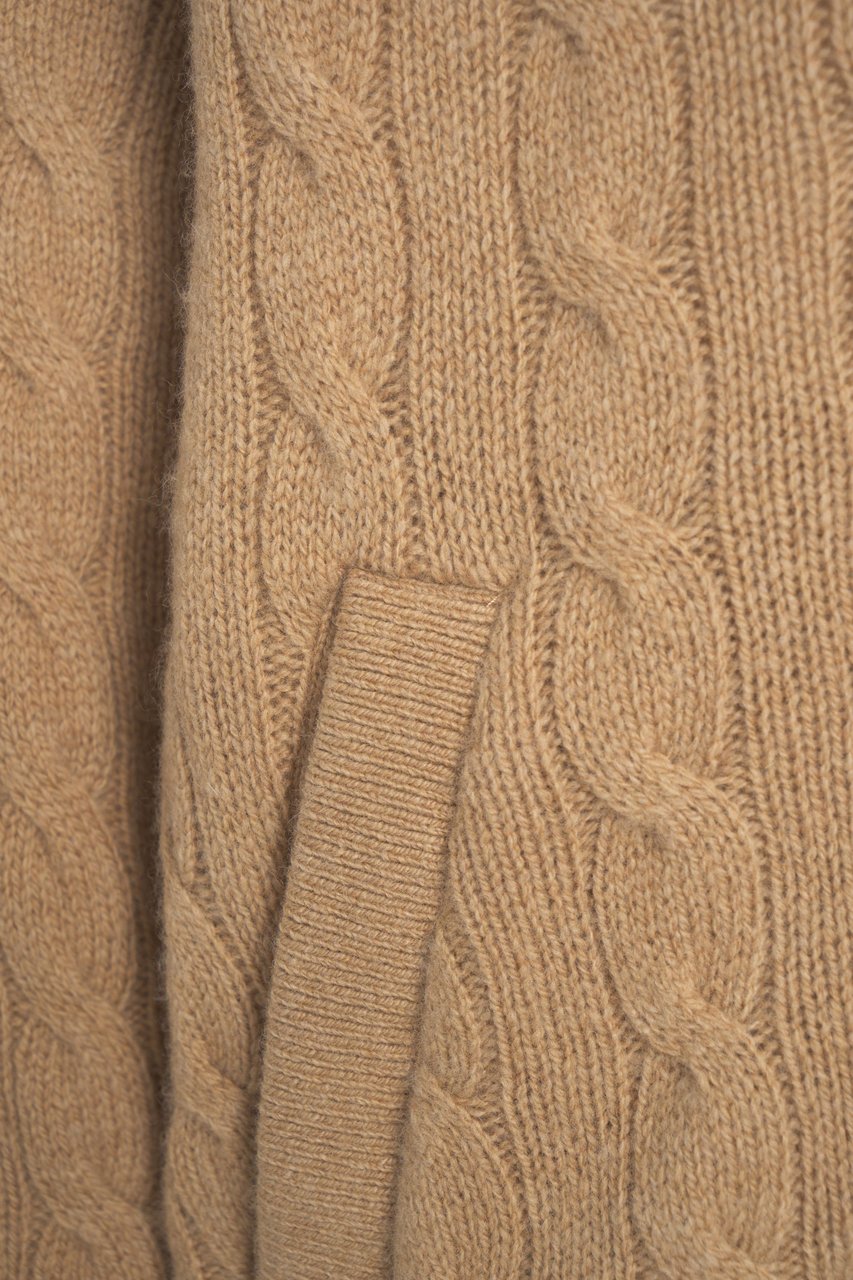 Ralph Lauren Bomber in maglia a treccie Beige