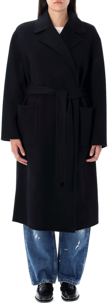 Ralph Lauren Belted Double Wool Coat Nero Zwart