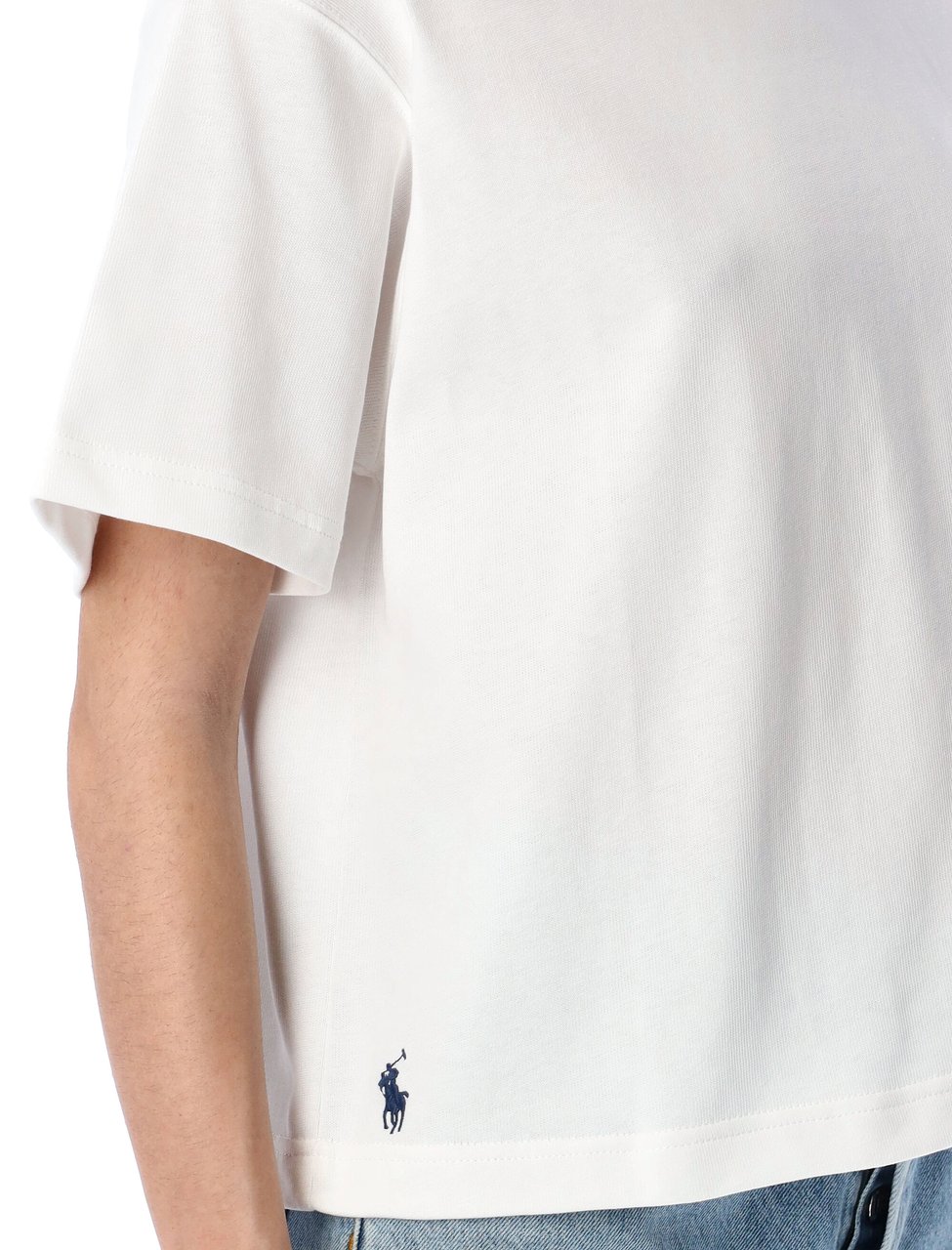 Ralph Lauren Tshirt Heavy Cotton Crop Bianco Wit