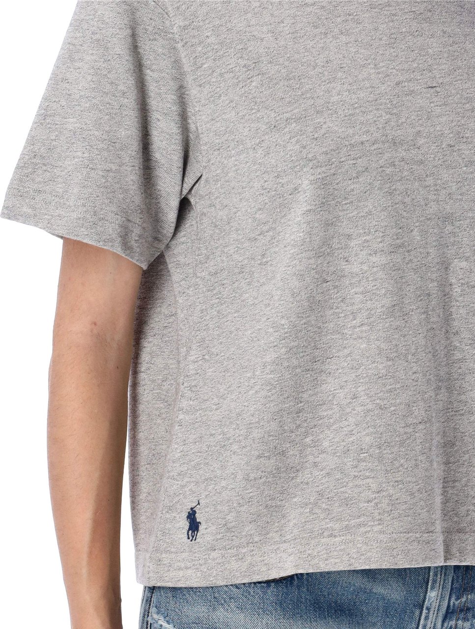 Ralph Lauren Tshirt Heavy Cotton Crop Cobblestone Heater Grey Donkergrijs