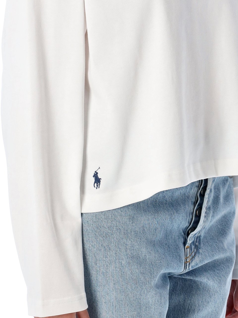 Ralph Lauren Ls Tshirt Heavy Cotton Crop Bianco Wit