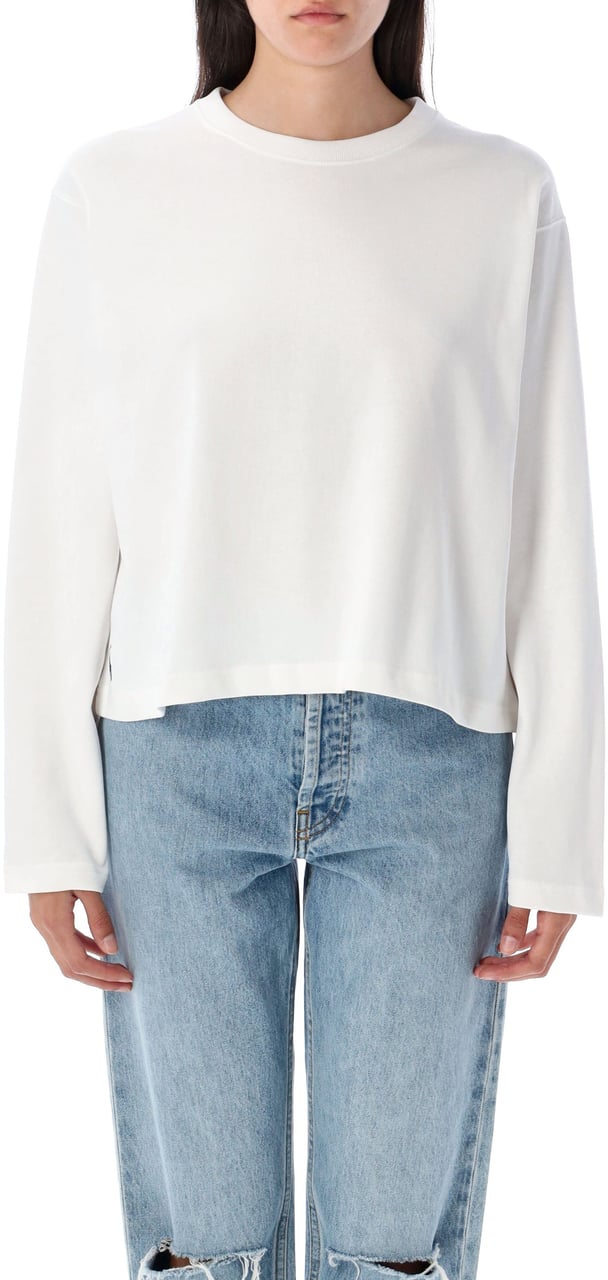 Ralph Lauren Ls Tshirt Heavy Cotton Crop Bianco Wit