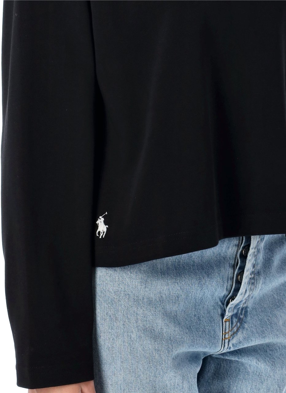 Ralph Lauren Ls Tshirt Heavy Cotton Crop Nero Zwart