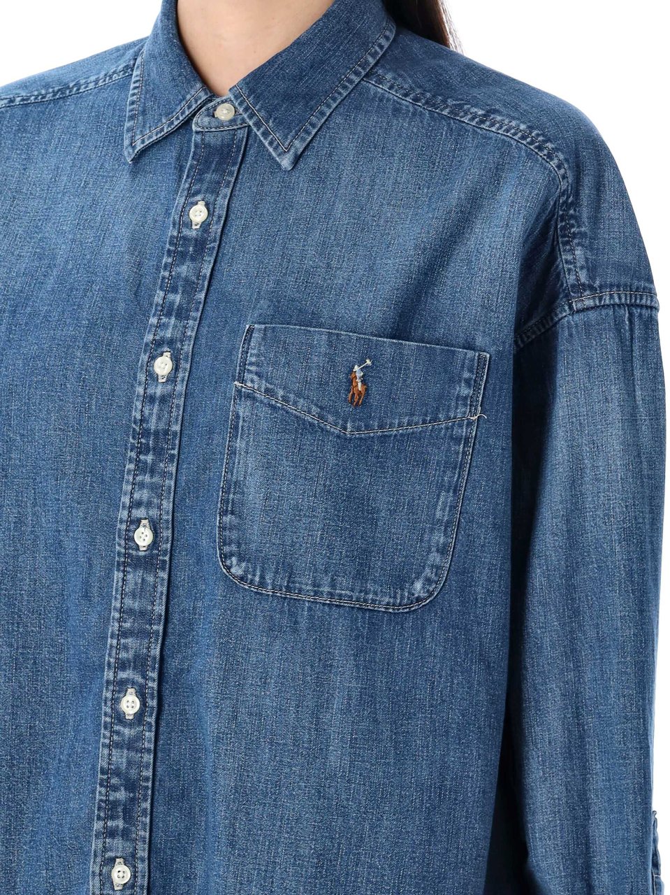 Ralph Lauren Overshirt Denim Blu Blauw