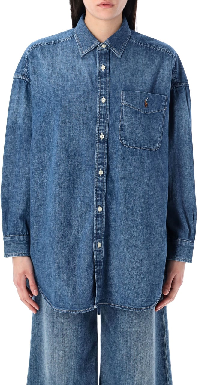 Ralph Lauren Overshirt Denim Blu Blauw
