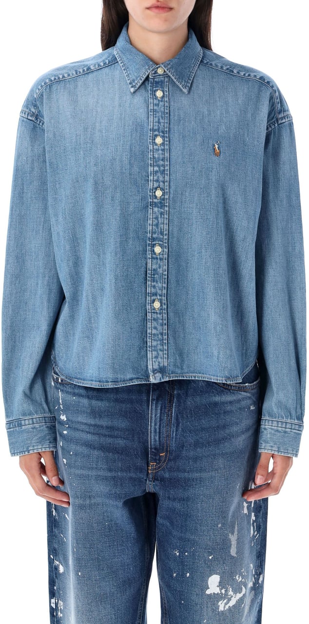 Ralph Lauren Cropped Chambray Shirt Zaia Wash Divers