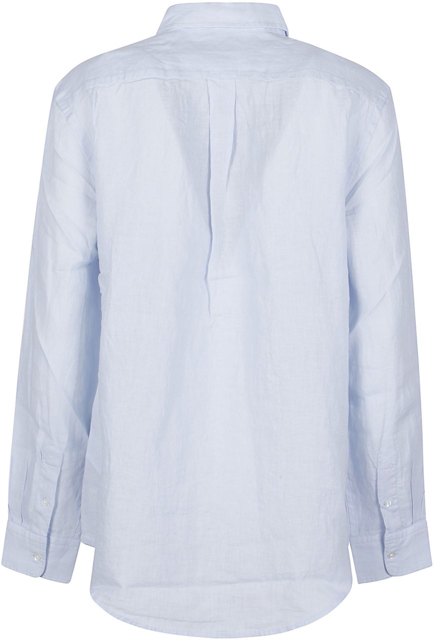 Ralph Lauren Long Sleeve Button Front Classic Shirt Blue Blauw