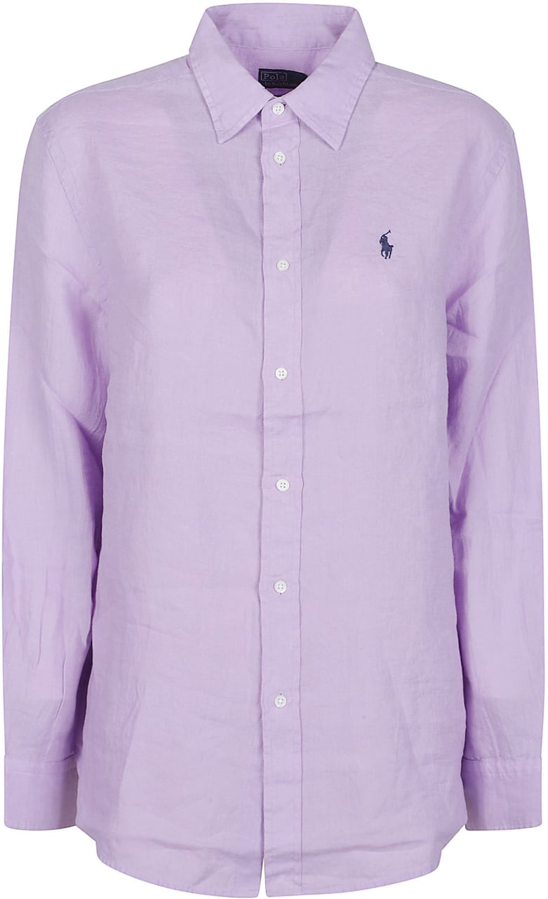 Ralph Lauren Long Sleeve Button Front Classic Shirt Pink Roze