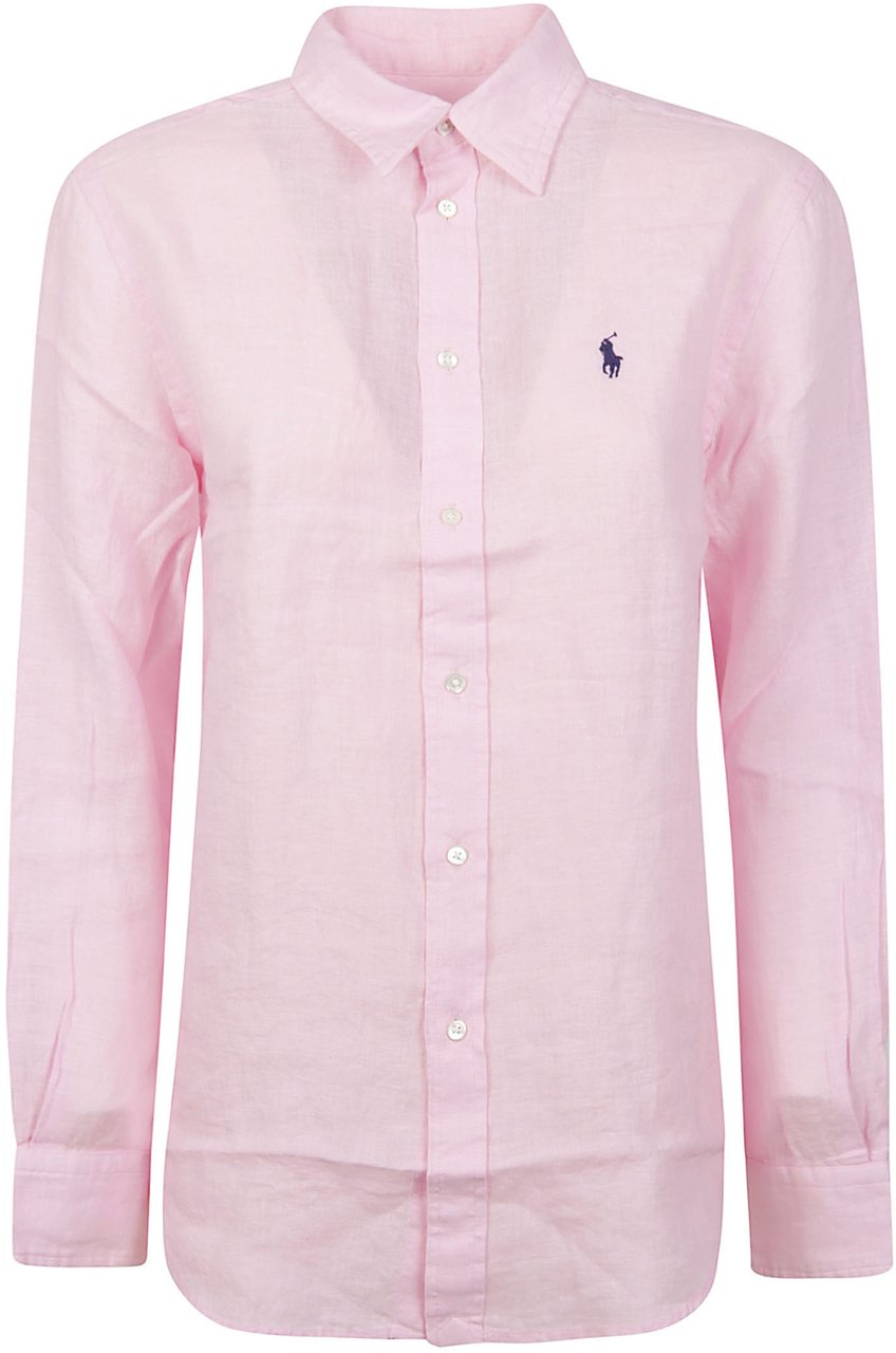 Ralph Lauren Long Sleeve Button Front Classic Shirt Pink Roze