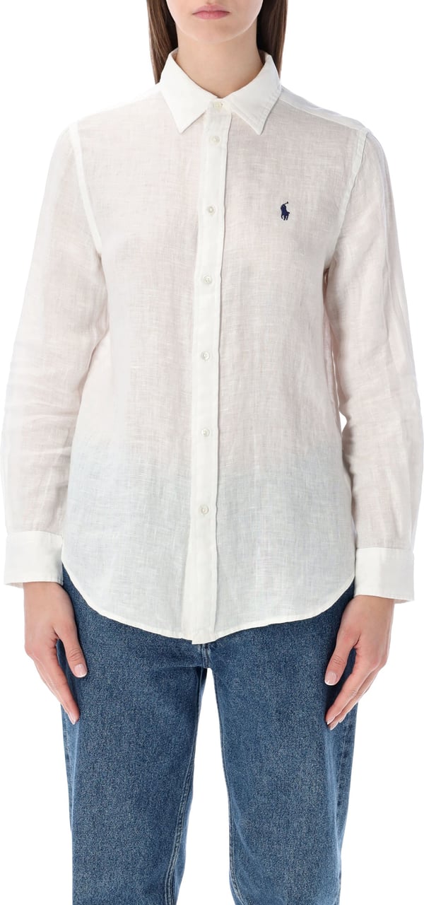 Ralph Lauren Linen Shirt Bianco Wit