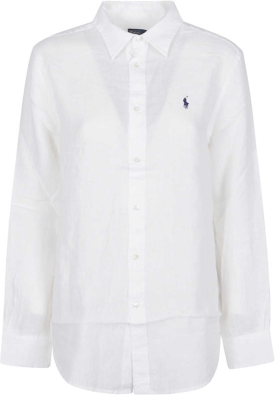 Ralph Lauren Long Sleeve Button Front Classic Shirt White Wit