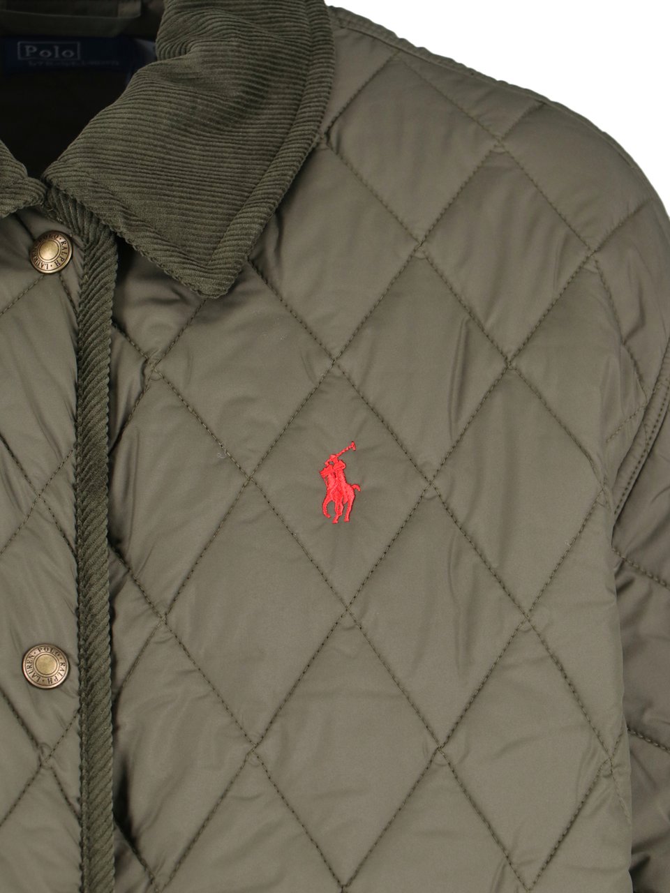 Ralph Lauren Green Quilted Velvet Collar Recycled Jacket Groen