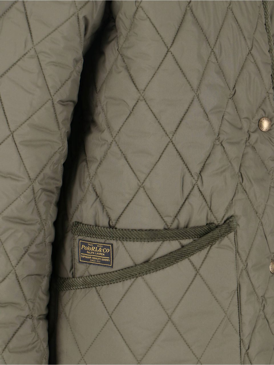 Ralph Lauren Green Quilted Velvet Collar Recycled Jacket Groen