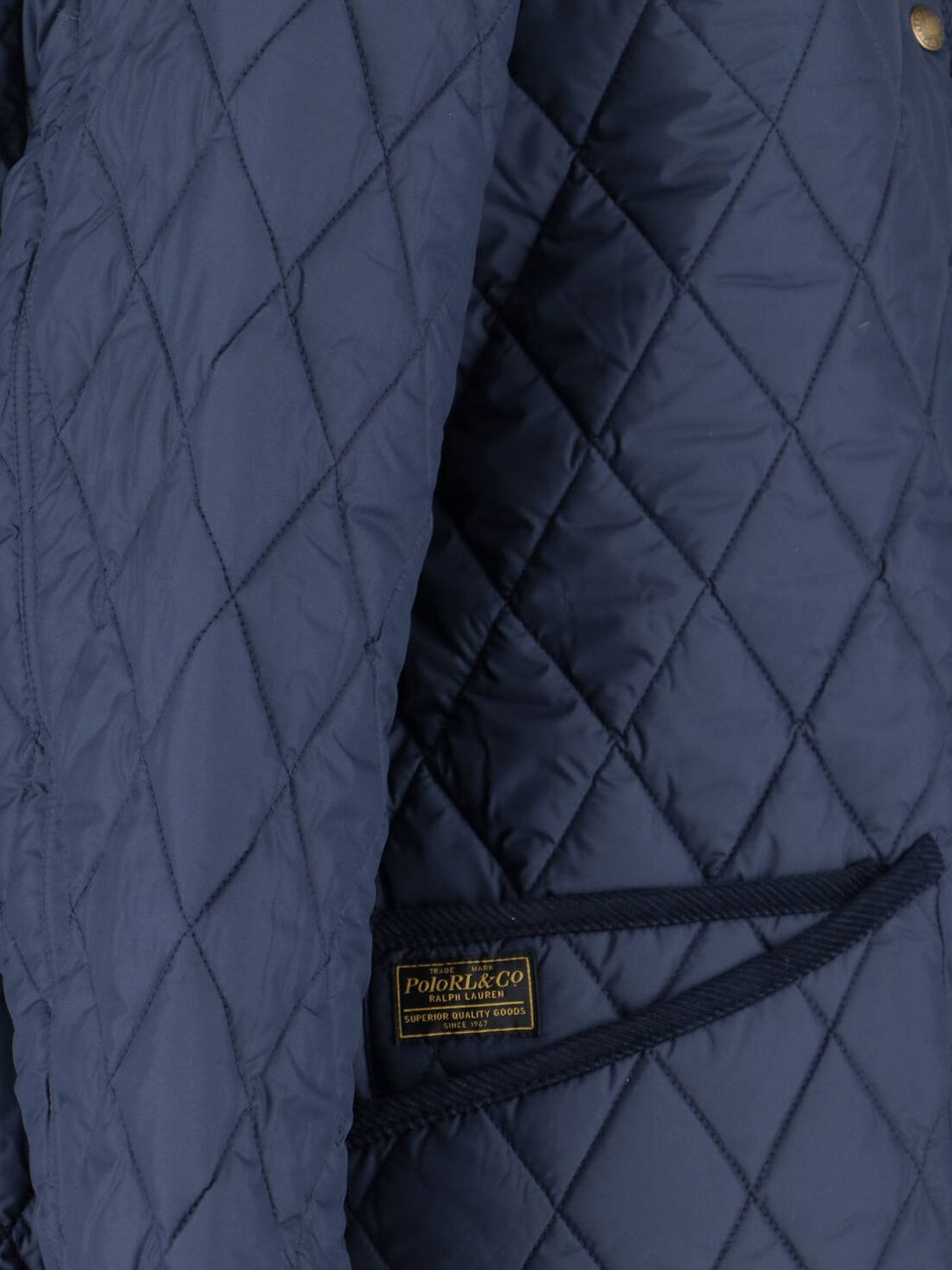 Ralph Lauren Blue Quilted Velvet Collar Recycled Jacket Blauw