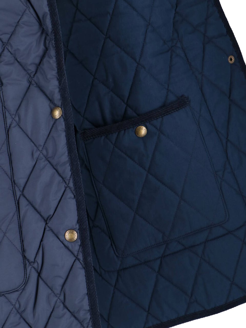 Ralph Lauren Blue Quilted Velvet Collar Recycled Jacket Blauw