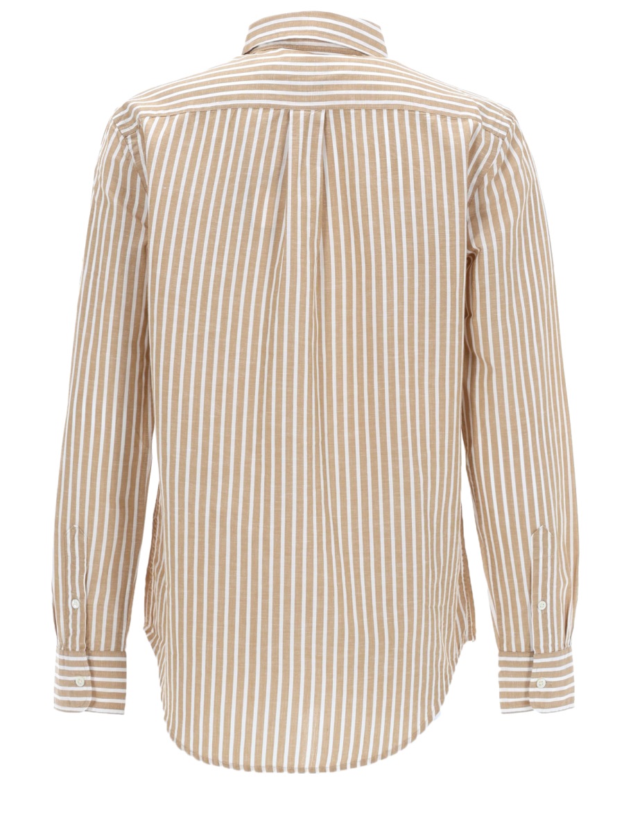 Ralph Lauren Beige Striped Cotton-Linen Casual Shirt Neutraal