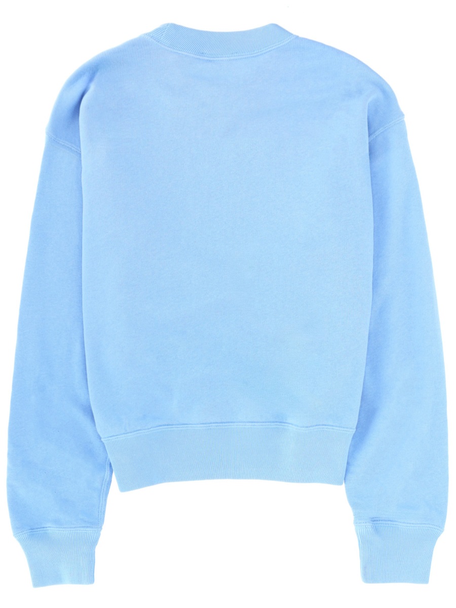 Ralph Lauren Light Blue Cropped Embroidered Cotton-Blend Sweatshirt Blauw