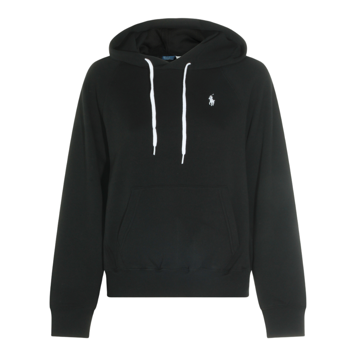 Ralph Lauren Classic Black Hoodie With Embroidered Logo And Ribbed Details Zwart