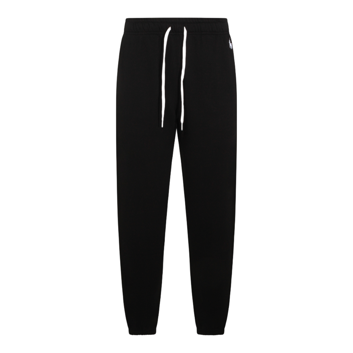 Ralph Lauren Tapered Black Trousers With Elastic Waistband And Ribbed Cuffs Zwart