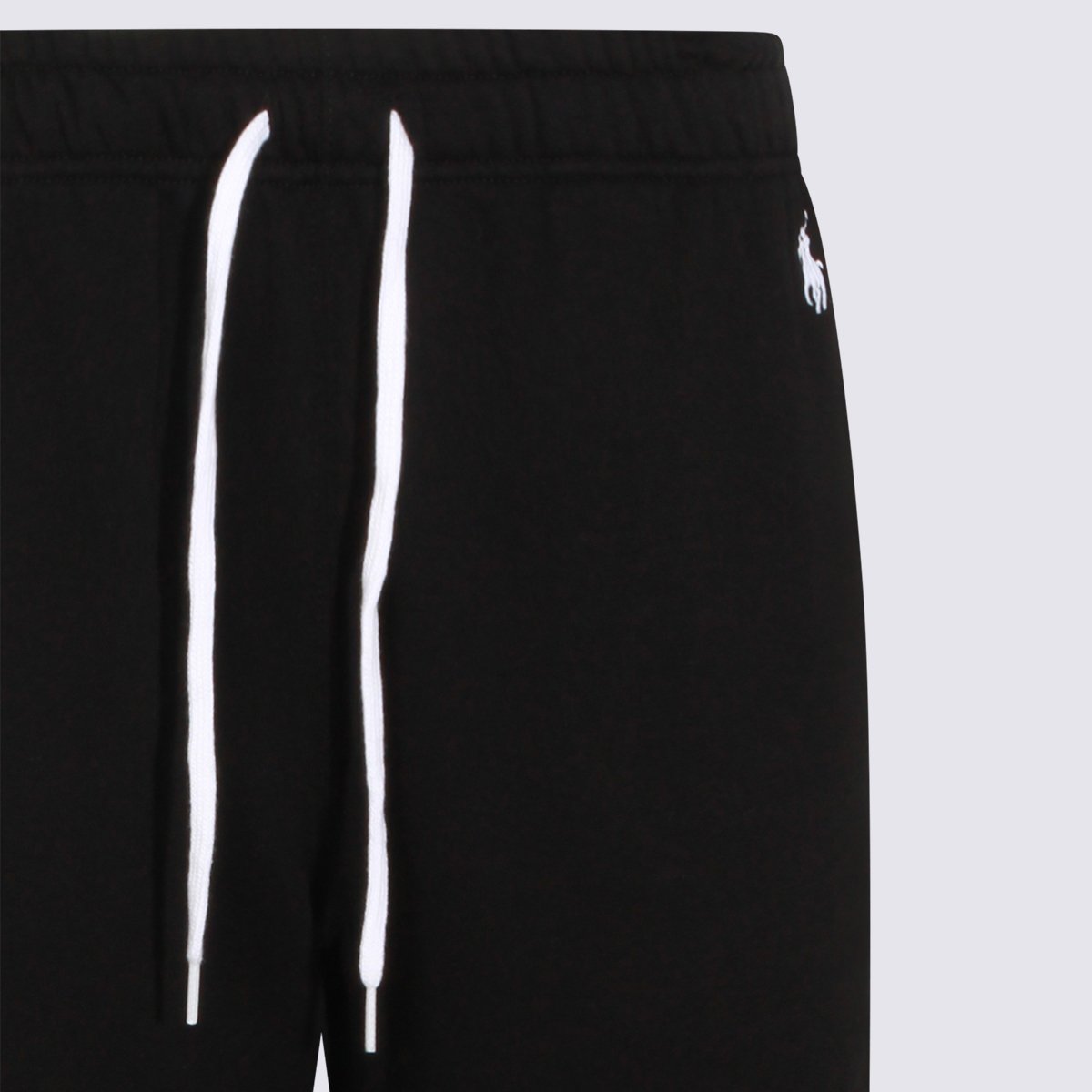 Ralph Lauren Tapered Black Trousers With Elastic Waistband And Ribbed Cuffs Zwart