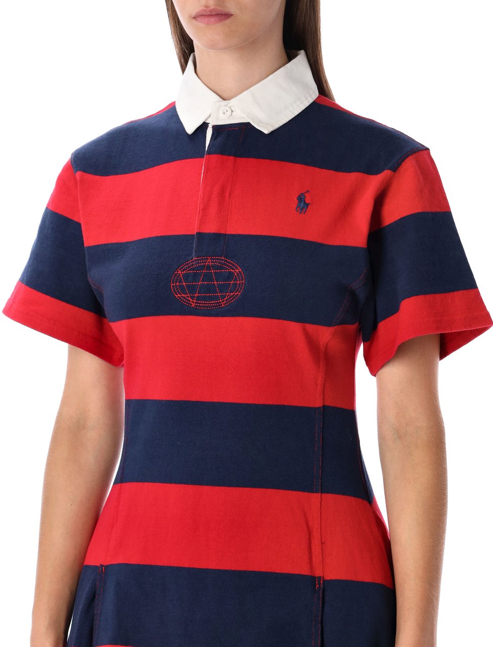 Ralph Lauren Polo Striped Mini Dress Red Bavy Striped Rood